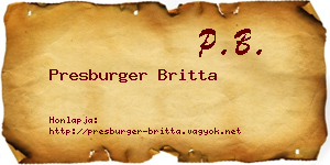 Presburger Britta névjegykártya